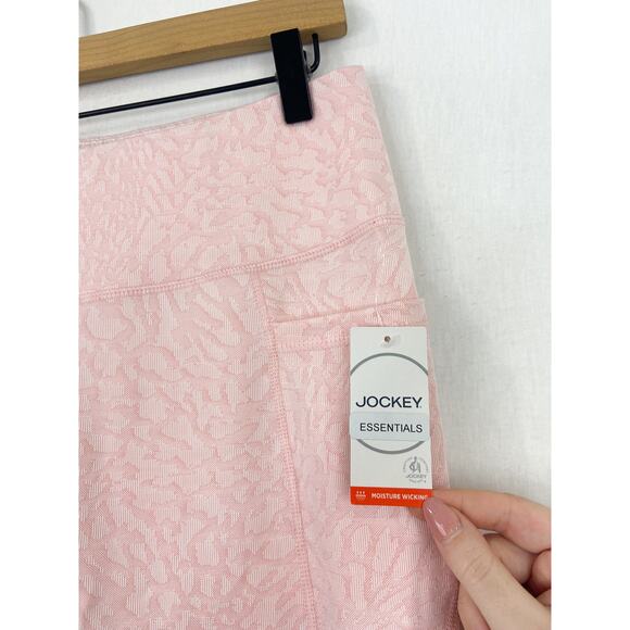 NEW Jockey Pink Cheetah Leopard Jacquard Print Pocket Leggings 7/8 length Medium - Picture 5 of 6